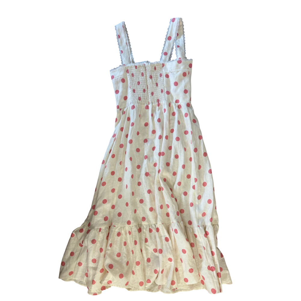 Reformation Rowen Linen Polka Dot Dress in Cream - Picture 3 of 5